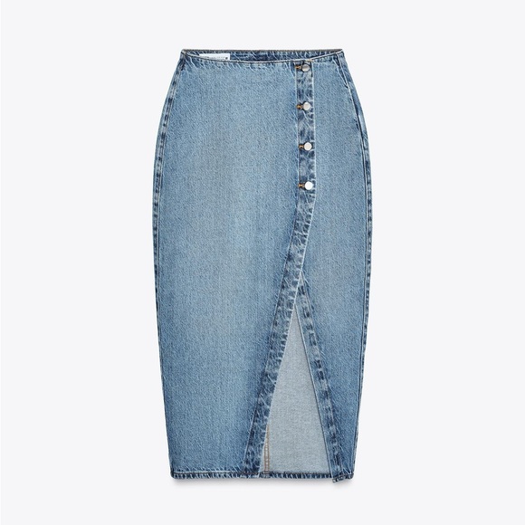Denim Midi Skirt Blue Jean Pencil Skirt ZARA Z1975 Denim